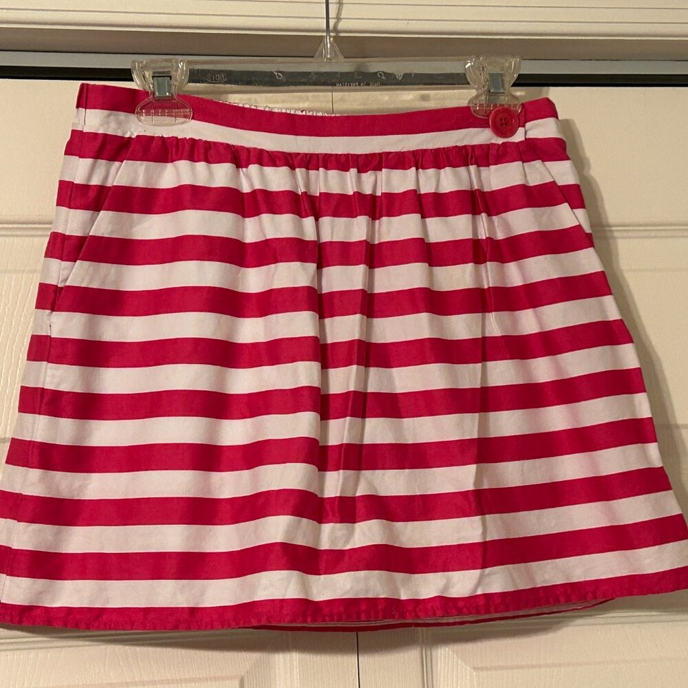 LILLY PULITZER Sz M Azalea Pink and White Stripes Mimosa Skirt with Pockets